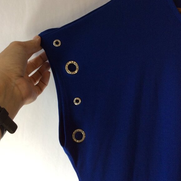 Love Scarlett Blue Blouse with Criss Cross Chest & Short Sleeves Size XL - Picture 6 of 8